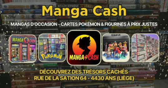Manga Cash est un magasin d'achat et vente de mangas d'occasion et de Cartes Pokémon. Il est situé à Ans sur les hauteurs de Liège.