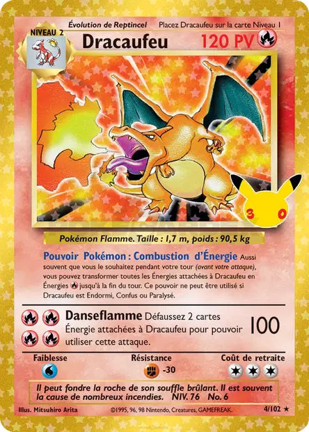 Dracaufeu (BS) 4/102, carte 30ᵉ Anniversaire (30C), en vente à Manga Cash à Ans, province de Liège.