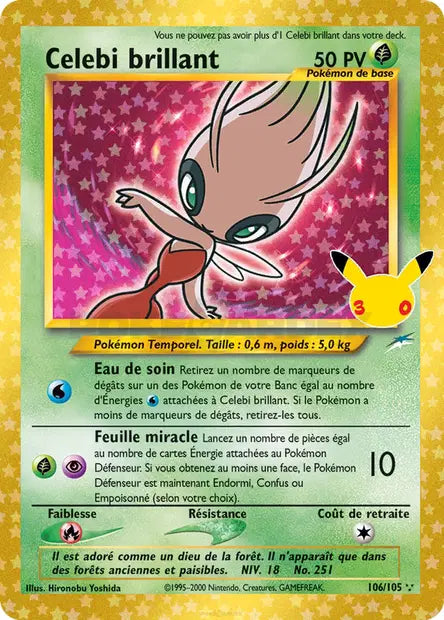 Celebi brillant (NDE) 106/105, carte 30ᵉ Anniversaire (30C), en vente à Manga Cash à Ans, province de Liège.