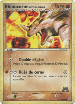 Rhinocorne de Team Magma 38/95, carte Team Magma VS Team Aqua (MA), en vente à Manga Cash à Ans, province de Liège.