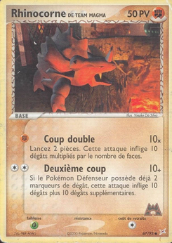 Rhinocorne de Team Magma 67/95, carte Team Magma VS Team Aqua (MA), en vente à Manga Cash à Ans, province de Liège.