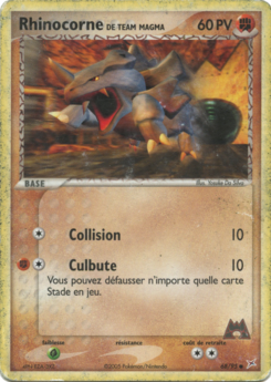 Rhinocorne de Team Magma 68/95, carte Team Magma VS Team Aqua (MA), en vente à Manga Cash à Ans, province de Liège.