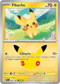 Pikachu 25/30 047/128, carte 30ᵉ Anniversaire (30C), en vente à Manga Cash à Ans, province de Liège.