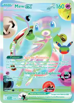 Mew EX 158/128, carte 30ᵉ Anniversaire (30C), en vente à Manga Cash à Ans, province de Liège.