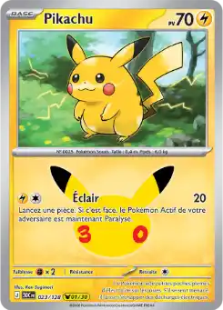 Pikachu 01/30 023/128, carte 30ᵉ Anniversaire (30C), en vente à Manga Cash à Ans, province de Liège.