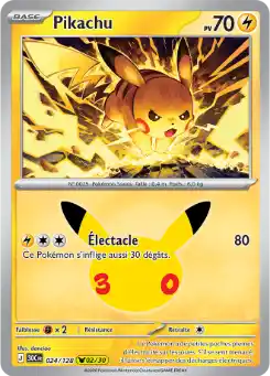 Pikachu 02/30 024/128, carte 30ᵉ Anniversaire (30C), en vente à Manga Cash à Ans, province de Liège.