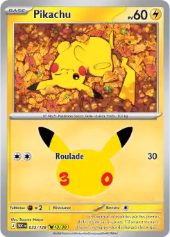 Pikachu 13/30 035/128, carte 30ᵉ Anniversaire (30C), en vente à Manga Cash à Ans, province de Liège.