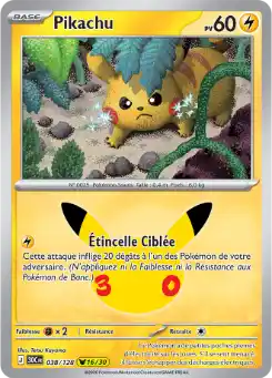 Pikachu 16/30 038/128, carte 30ᵉ Anniversaire (30C), en vente à Manga Cash à Ans, province de Liège.