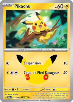 Pikachu 19/30 041/128, carte 30ᵉ Anniversaire (30C), en vente à Manga Cash à Ans, province de Liège.