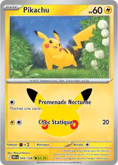 Pikachu 23/30 045/128, carte 30ᵉ Anniversaire (30C), en vente à Manga Cash à Ans, province de Liège.