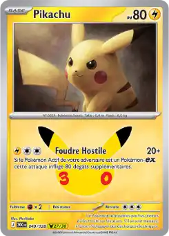 Pikachu 27/30 049/128, carte 30ᵉ Anniversaire (30C), en vente à Manga Cash à Ans, province de Liège.
