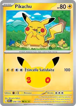 Pikachu 28/30 050/128, carte 30ᵉ Anniversaire (30C), en vente à Manga Cash à Ans, province de Liège.