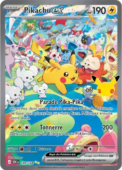 Pikachu EX 149/128, carte 30ᵉ Anniversaire (30C), en vente à Manga Cash à Ans, province de Liège.