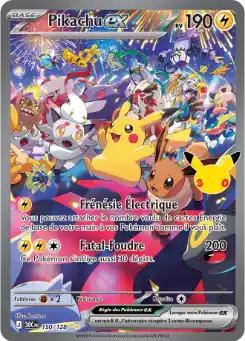 Pikachu EX 150/128, carte 30ᵉ Anniversaire (30C), en vente à Manga Cash à Ans, province de Liège.