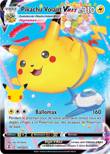 Carte Pokémon Pikachu Volant VMAX 007/025 - Célébrations - CEL - Manga Cash Ans-Liège