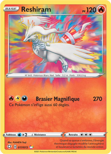 Carte Pokémon Reshiram 017/072 - Destinées Radieuses - Manga Cash Ans-Liège