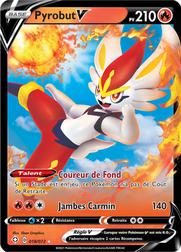 Carte Pokémon Pyrobut V 018/072 - Destinées Radieuses - Manga Cash Ans