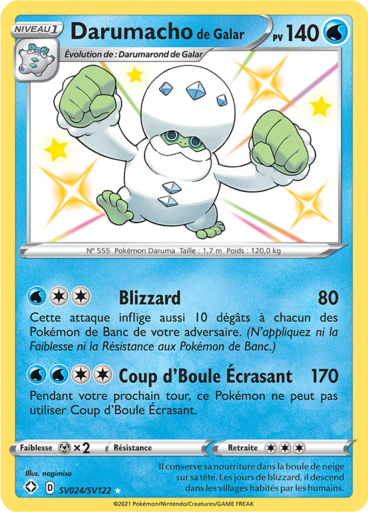 Carte Pokémon Darumacho de Galar SV024/SV122 - Destinées Radieuses - Manga Cash Ans