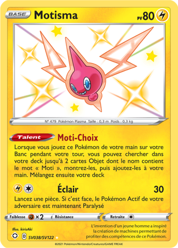 Carte Pokémon Motisma SV038/SV122 - Destinées Radieuses - Manga Cash Ans