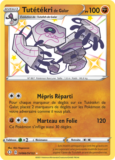 Carte Pokémon Tutétékri de Galar SV066/SV122 - Destinées Radieuses - Manga Cash Ans