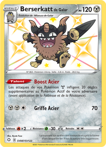 Carte Pokémon Berserkatt de Galar SV087/SV122 - Destinées Radieuses - Manga Cash Ans