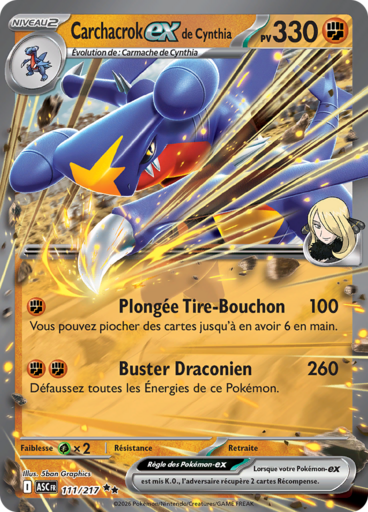 Carte Pokémon Carchacrok EX de Cynthia 111/217 - Héros Transcendants - Manga Cash Ans (Liège)