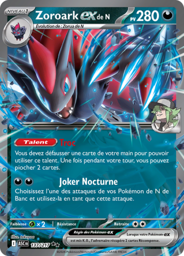 Carte Pokémon Zoroark EX de N 137/217 - Héros Transcendants - Manga Cash Ans (Liège)