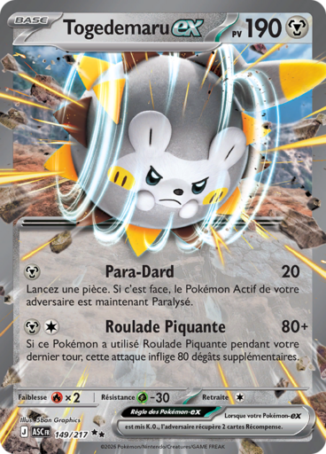 Carte Pokémon Togedemaru EX 149/217 - Héros Transcendants - Manga Cash Ans (Liège)