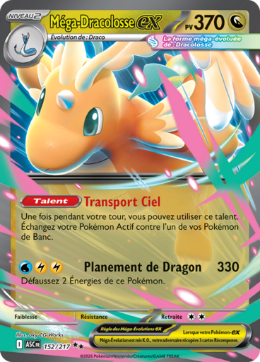 Carte Pokémon Méga-Dracolosse EX 152/217 - Héros Transcendants - Manga Cash Ans (Liège)