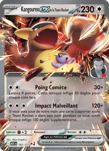 Carte Pokémon Kangourex EX de la Team Rocket 162/217 - Héros Transcendants - Manga Cash Ans (Liège)