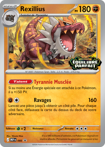 Rexillius MEP066, carte Cartes Promo Méga-Évolution (MEP), en vente à Manga Cash à Ans, province de Liège.