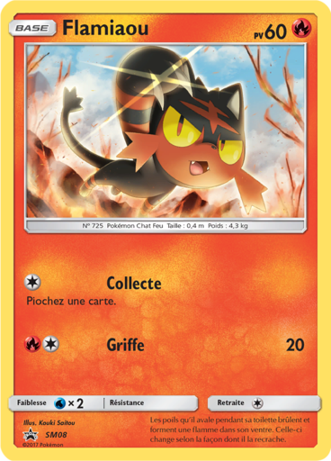 Flamiaou SM08, carte Carte Promo Soleil et Lune, en vente à Manga Cash à Ans, province de Liège.