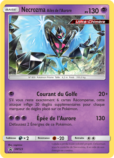 Necrozma Ailes de l'Aurore SM123, carte Carte Promo Soleil et Lune, en vente à Manga Cash à Ans, province de Liège.