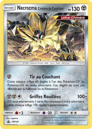 Necrozma Crinière du Couchant SM124, carte Carte Promo Soleil et Lune, en vente à Manga Cash à Ans, province de Liège.