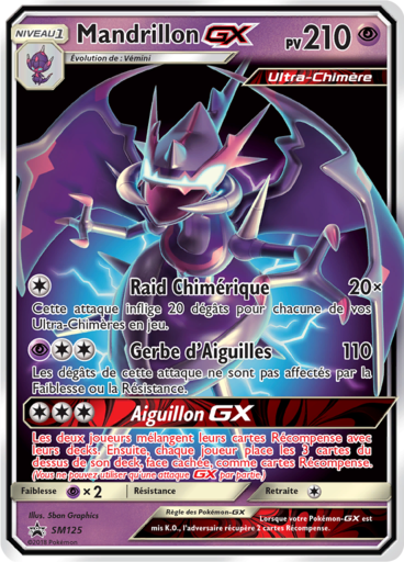 Mandrillon GX SM125, carte Carte Promo Soleil et Lune, en vente à Manga Cash à Ans, province de Liège.