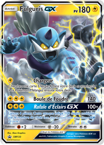 Fulguris GX SM133, carte Carte Promo Soleil et Lune, en vente à Manga Cash à Ans, province de Liège.