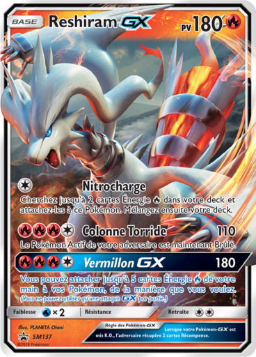 Reshiram GX SM137, carte Carte Promo Soleil et Lune, en vente à Manga Cash à Ans, province de Liège.