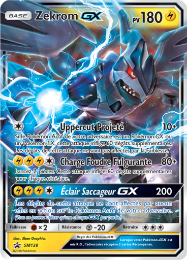 Zekrom GX SM138, carte Carte Promo Soleil et Lune, en vente à Manga Cash à Ans, province de Liège.