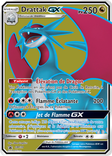 Drattak GX SM139, carte Carte Promo Soleil et Lune, en vente à Manga Cash à Ans, province de Liège.