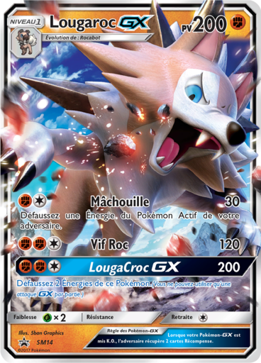 Lougaroc GX SM14, carte Carte Promo Soleil et Lune, en vente à Manga Cash à Ans, province de Liège.