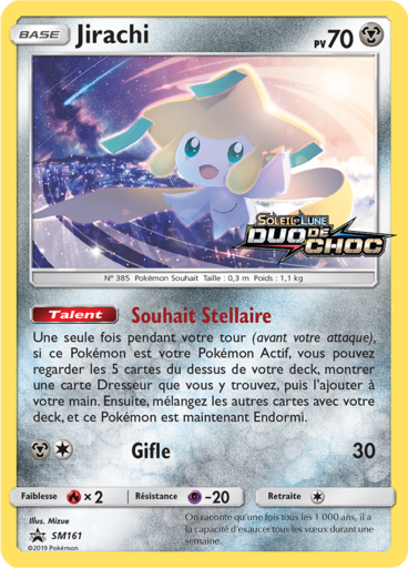 Jirachi SM161, carte Carte Promo Soleil et Lune, en vente à Manga Cash à Ans, province de Liège.
