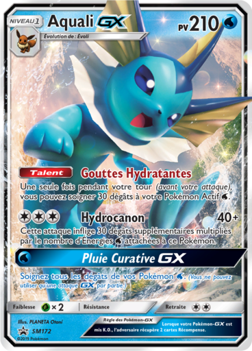 Aquali GX SM172, carte Carte Promo Soleil et Lune, en vente à Manga Cash à Ans, province de Liège.