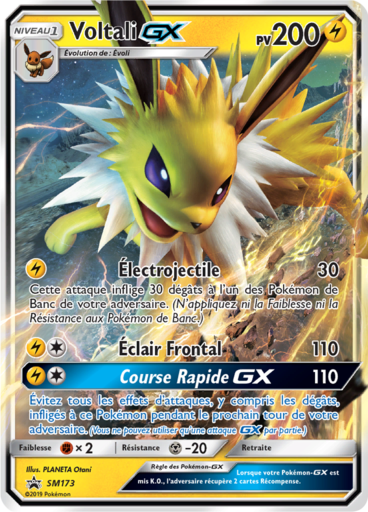 Voltali GX SM173, carte Carte Promo Soleil et Lune, en vente à Manga Cash à Ans, province de Liège.