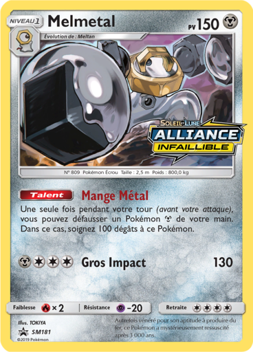 Melmetal SM181, carte Carte Promo Soleil et Lune, en vente à Manga Cash à Ans, province de Liège.