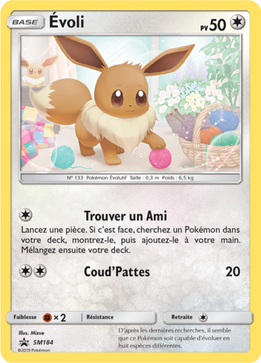Évoli SM184, carte Carte Promo Soleil et Lune, en vente à Manga Cash à Ans, province de Liège.