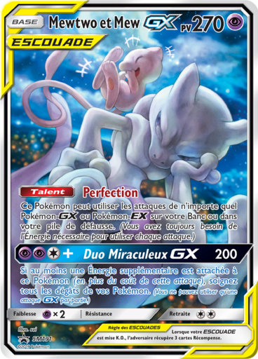 Mewtwo et Mew GX Escouade SM191, carte Carte Promo Soleil et Lune, en vente à Manga Cash à Ans, province de Liège.