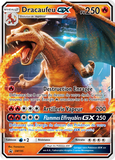 Dracaufeu GX SM195, carte Carte Promo Soleil et Lune, en vente à Manga Cash à Ans, province de Liège.