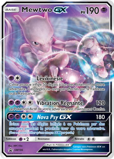 Mewtwo GX SM196, carte Carte Promo Soleil et Lune, en vente à Manga Cash à Ans, province de Liège.