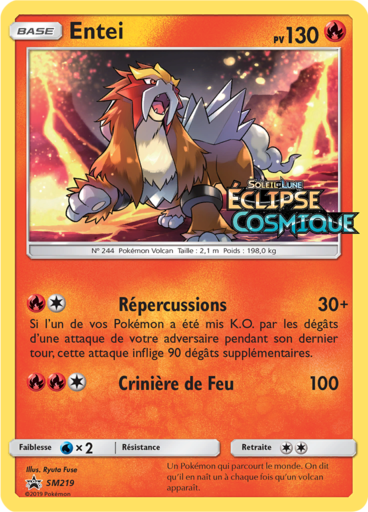 Entei SM219, carte Carte Promo Soleil et Lune, en vente à Manga Cash à Ans, province de Liège.