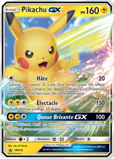 Pikachu GX SM232, carte Carte Promo Soleil et Lune, en vente à Manga Cash à Ans, province de Liège.